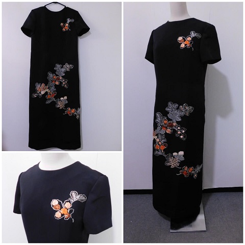 着物リメイクワンピース　　黒絵羽からチュニックワンピース 着物リメイクワンピース 黒絵羽からチュニックワンピース